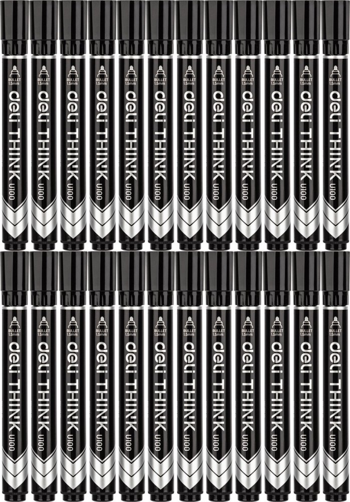 24x Marker permanentny Deli, okrągła, 4.5mm, czarny