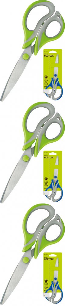 3x Nożyczki biurowe Grand Soft GR-5825, 21cm, szaro- zielony