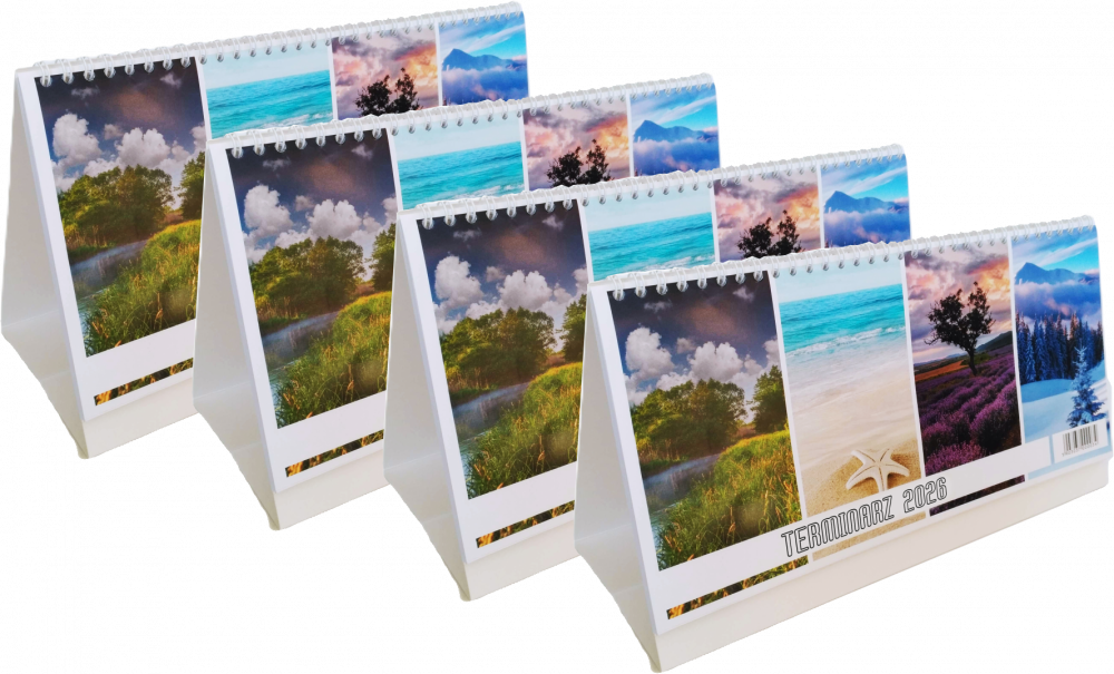 4x Kalendarz na biurko 2026, Udziałowiec, 135x290mm, tygodniowy, 30 kartek