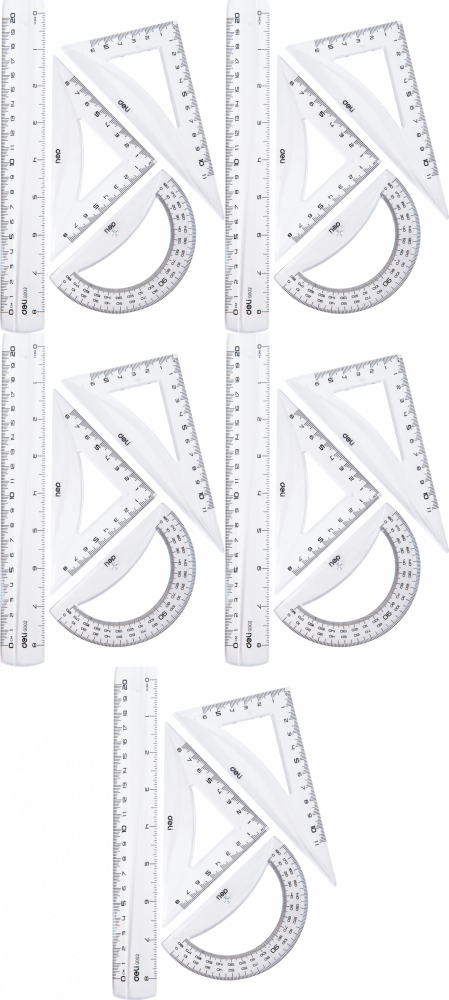 5x Zestaw geometryczny Deli, 4 elementy, transparentny