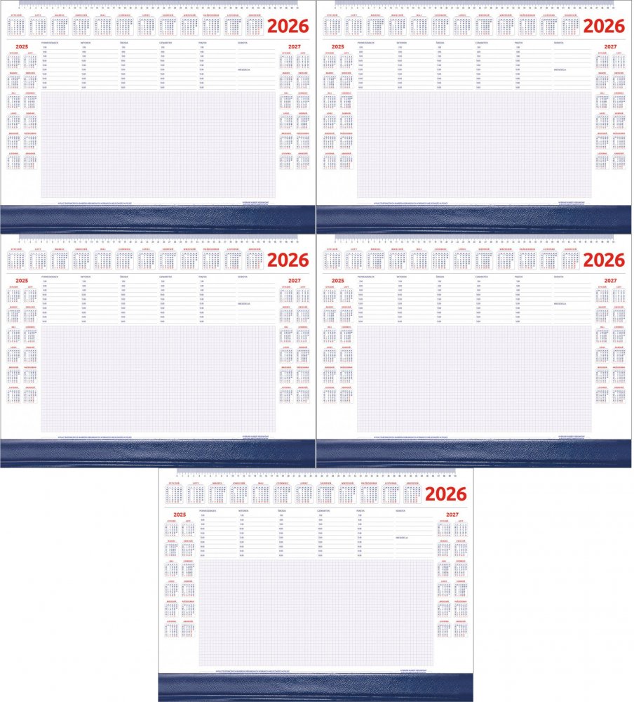 5x Podkład na biurko Udziałowiec, z kalendarzem 2026 i notatnikiem, A2, z listwą