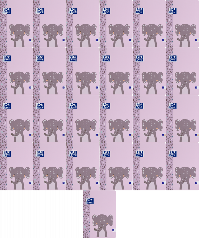 25x Zeszyt w wąskie kolorowe linie Oxford Kids, A4, miękka oprawa, 32 kartki, mix wzorów