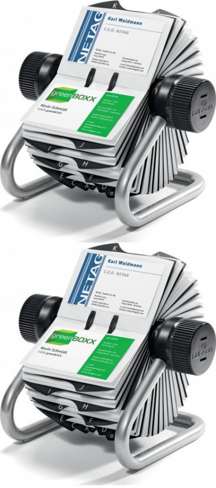 2x Wizytownik obrotowy Durable Visifix, na 400 wizytówek, srebrny