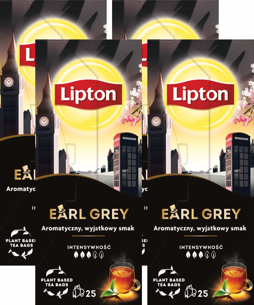 4x Herbata Earl Grey w torebkach Lipton, 25 sztuk x 1.5g
