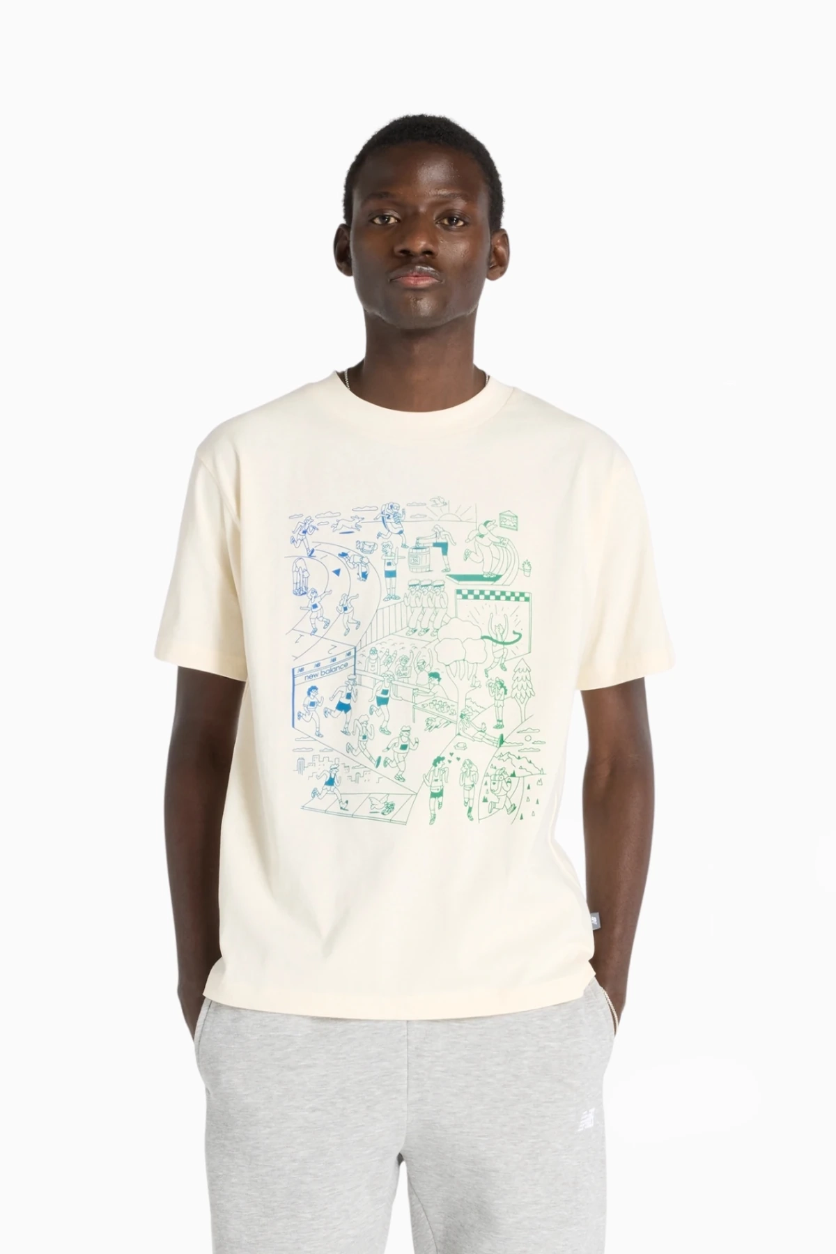 Koszulka New Balance Athletics Run Mural - Beżowy