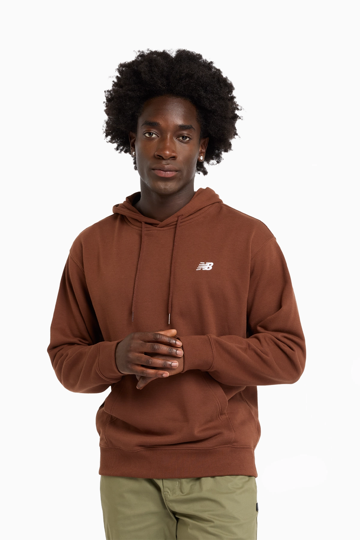 Bluza z kapturem New Balance Small Logo - Brązowy