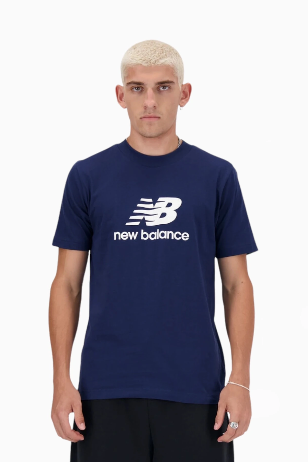 Koszulka New Balance Stacked Logo - Granatowy