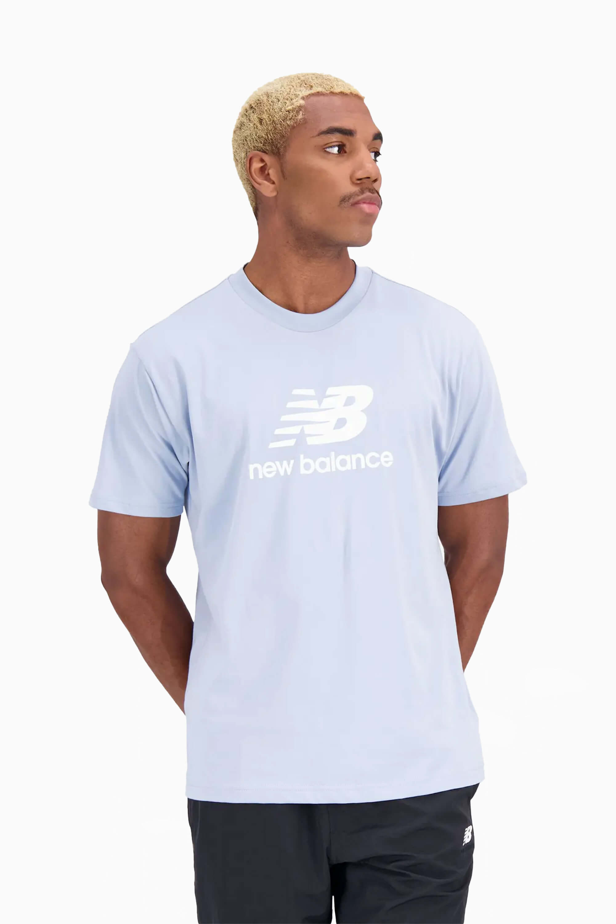 Koszulka New Balance Essentials Stacked - Fioletowy