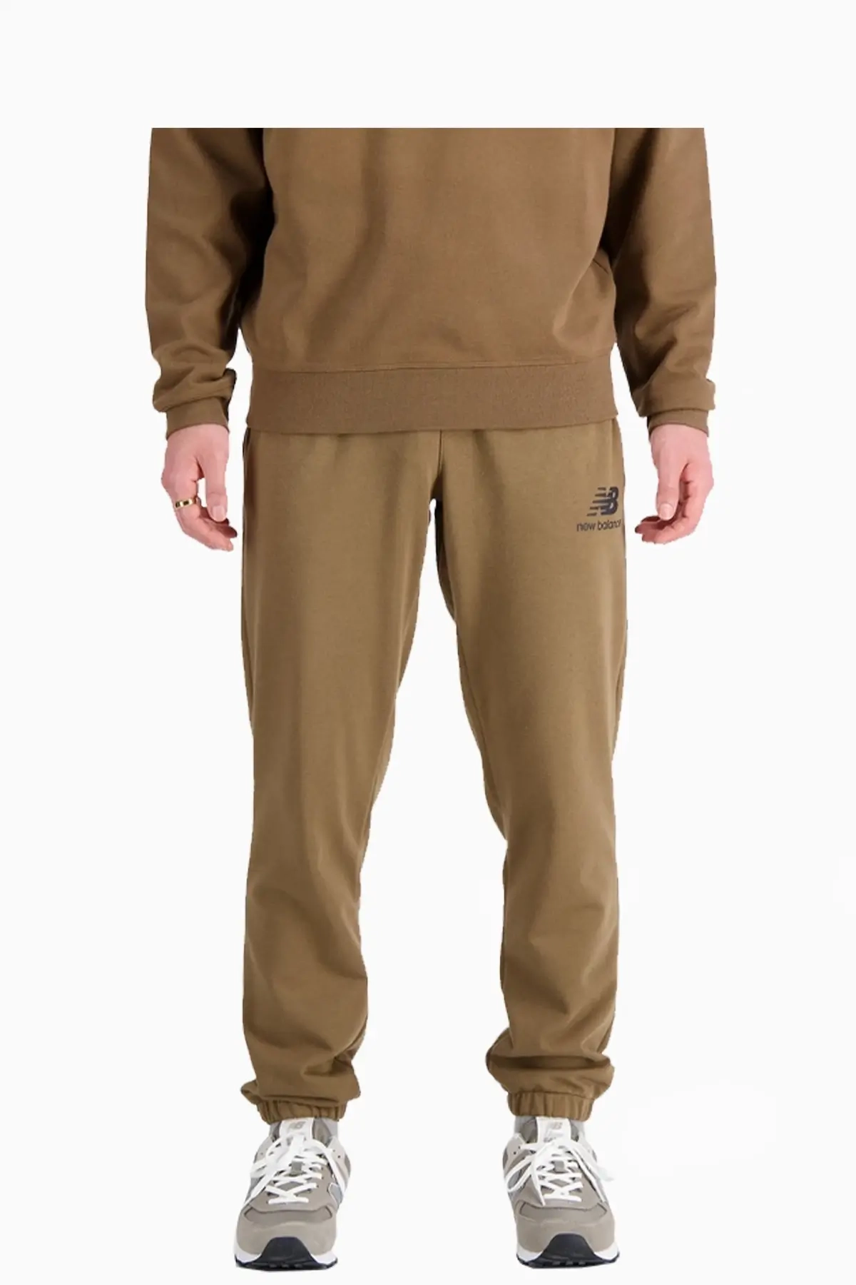 Spodnie New Balance Essentials Stacked - Brązowy