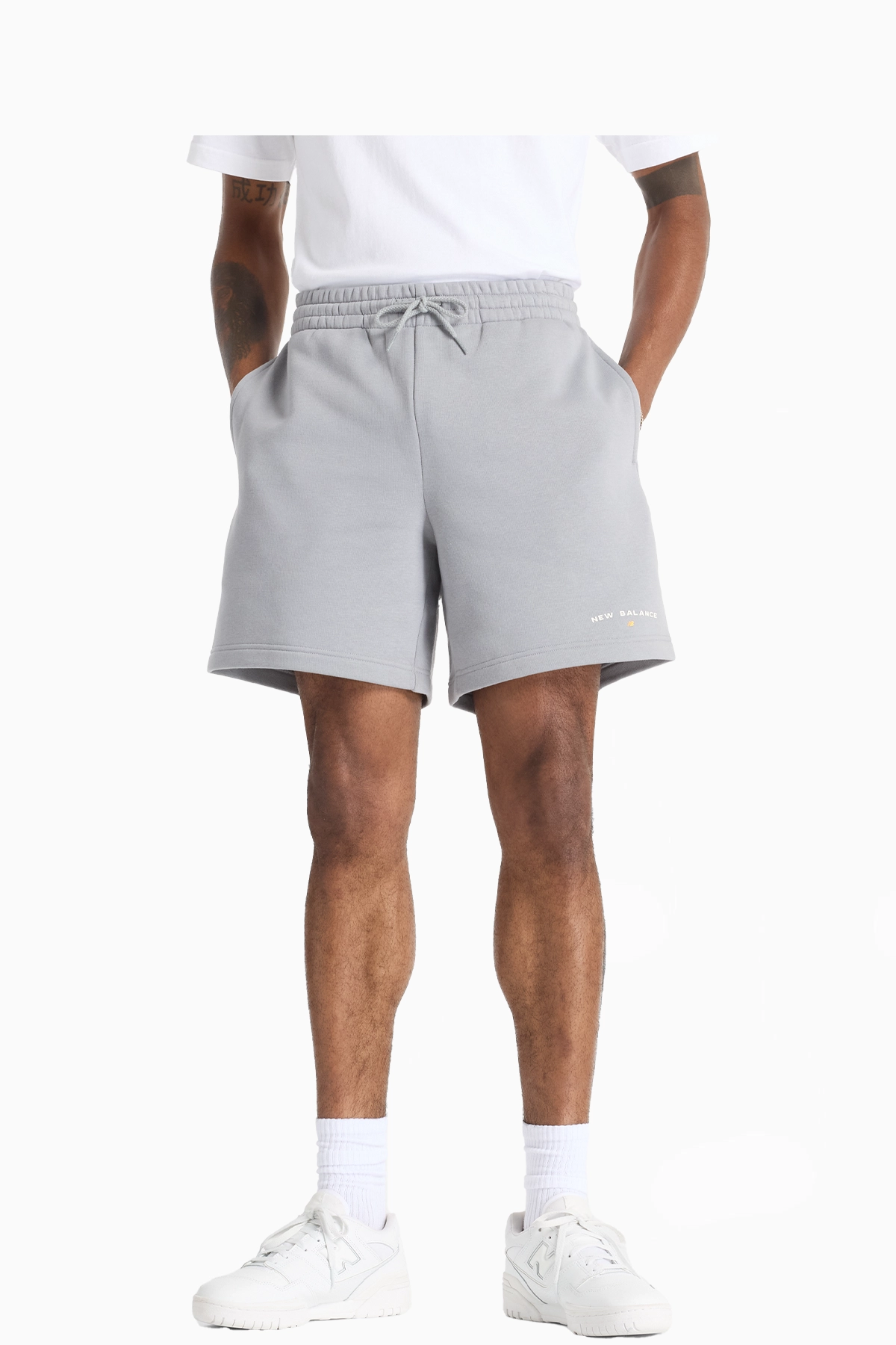 Spodenki New Balance Reimagined Fleece Graphic - Szary