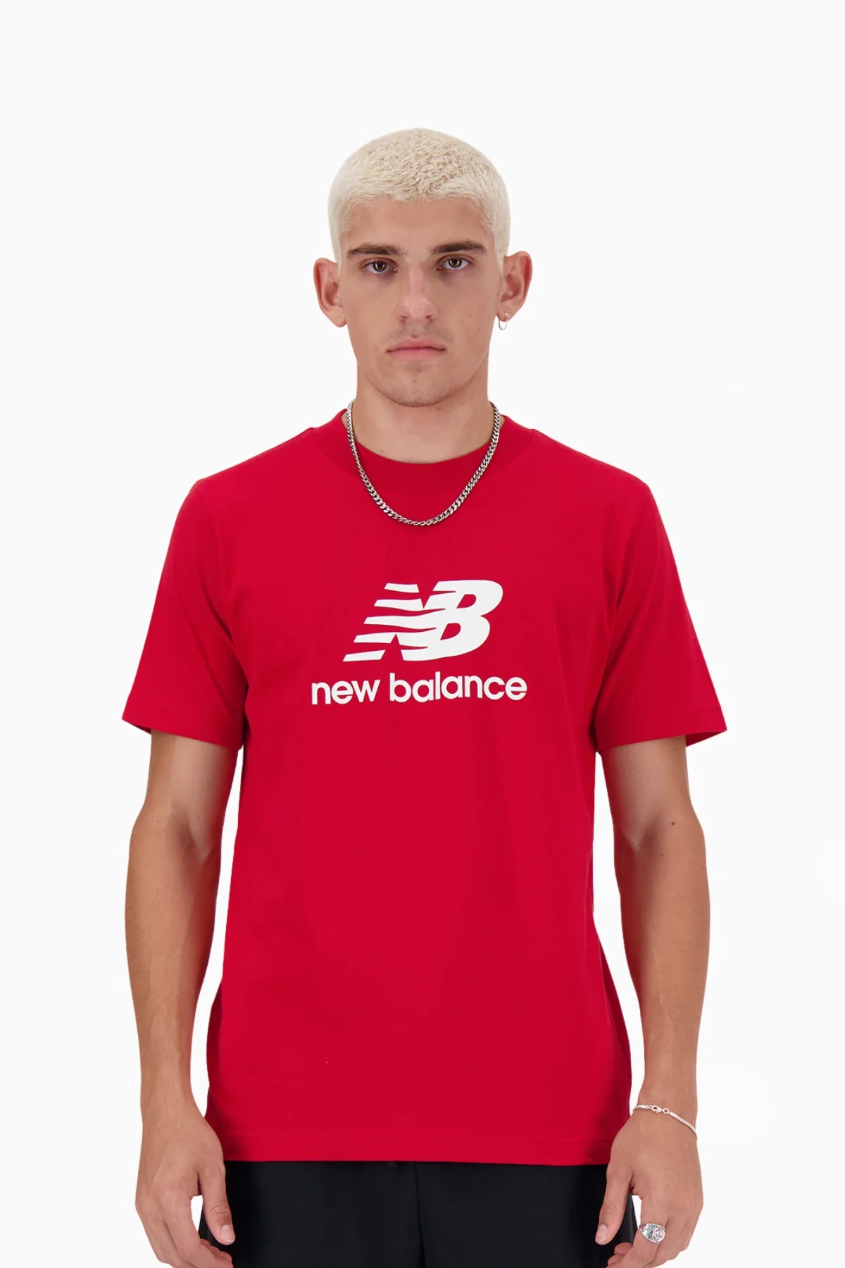 Koszulka New Balance Stacked Logo - Czerwony