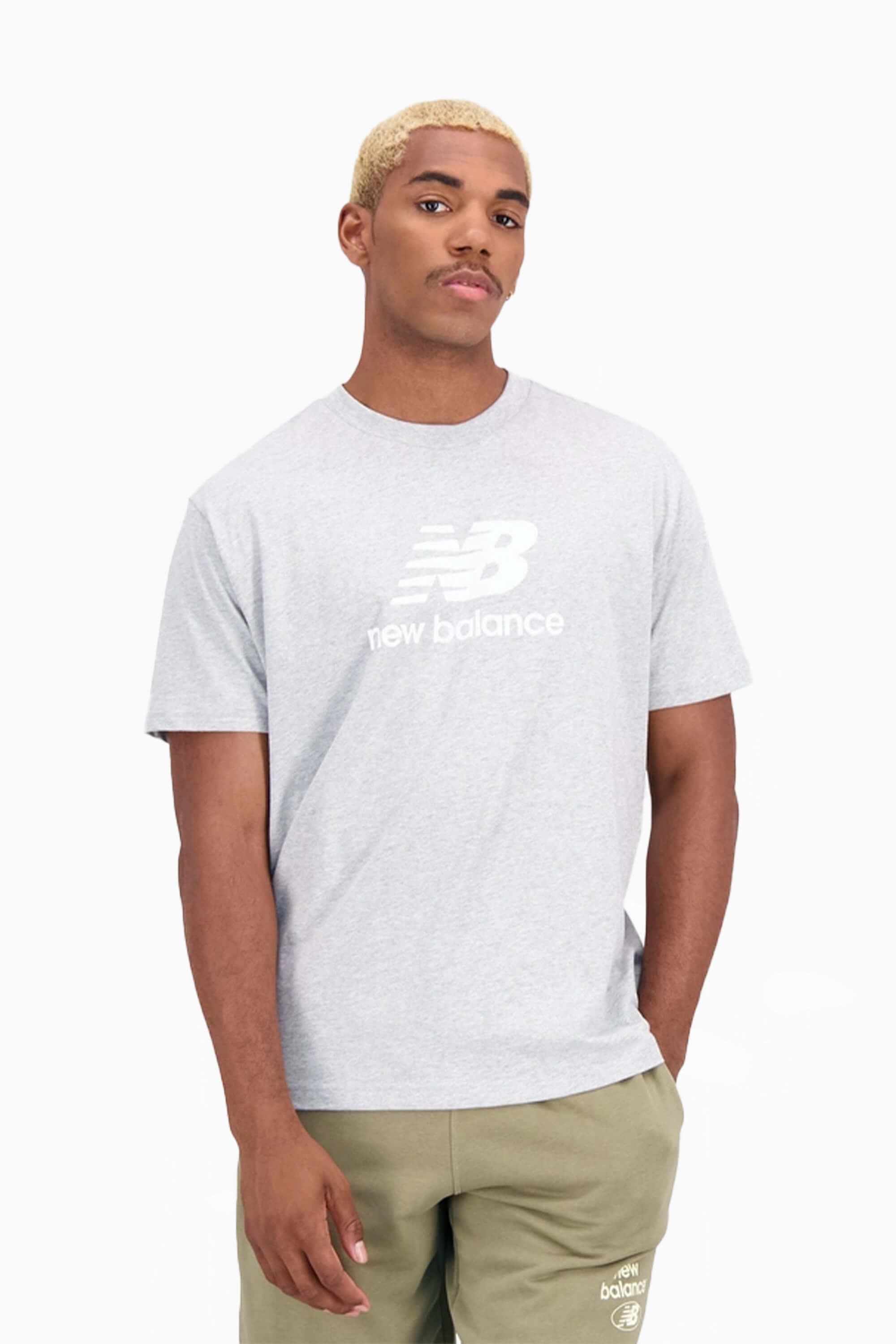 Koszulka New Balance Essentials Stacked - Szary