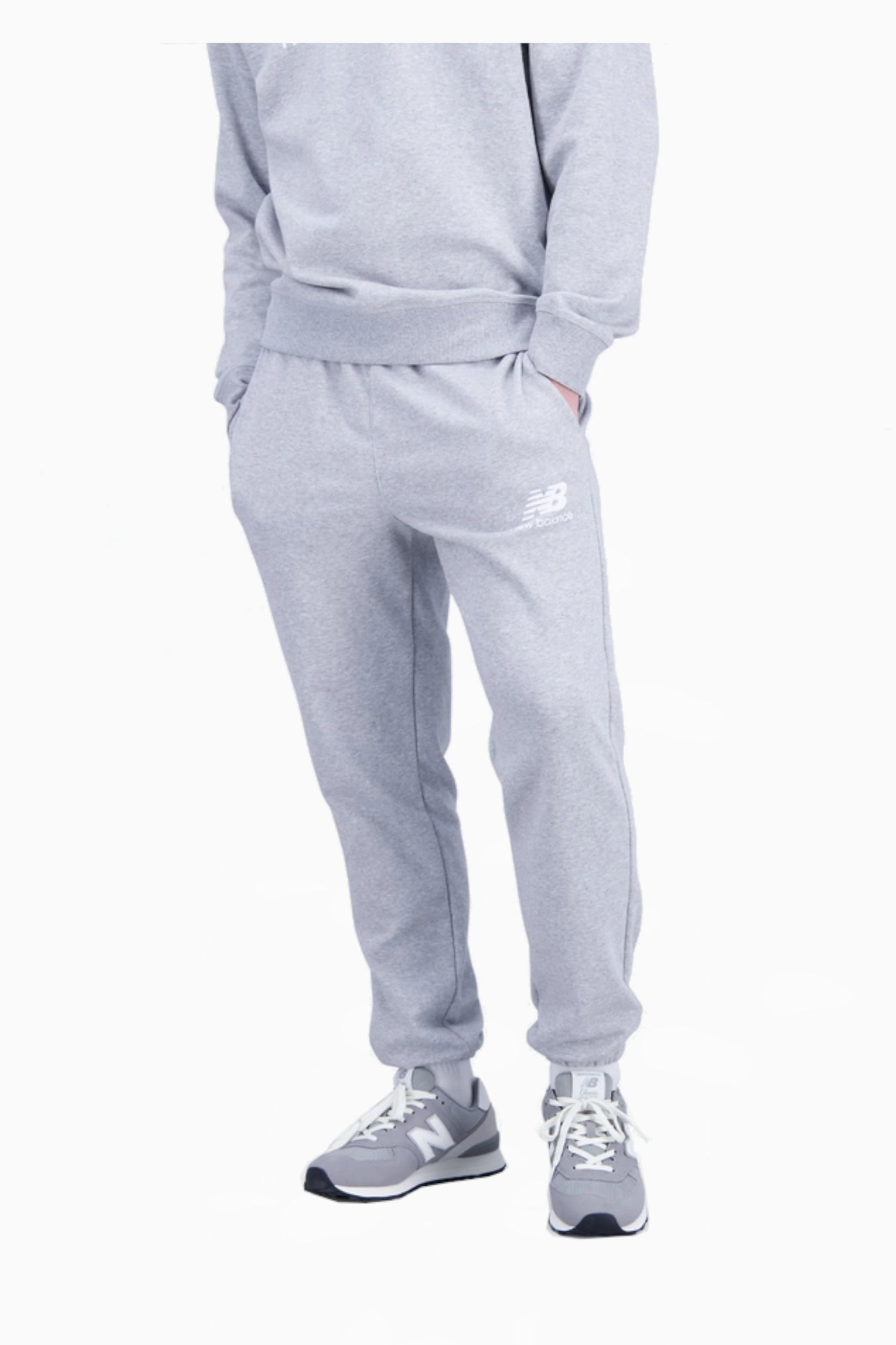 Spodnie New Balance Essentials Stacked - Szary