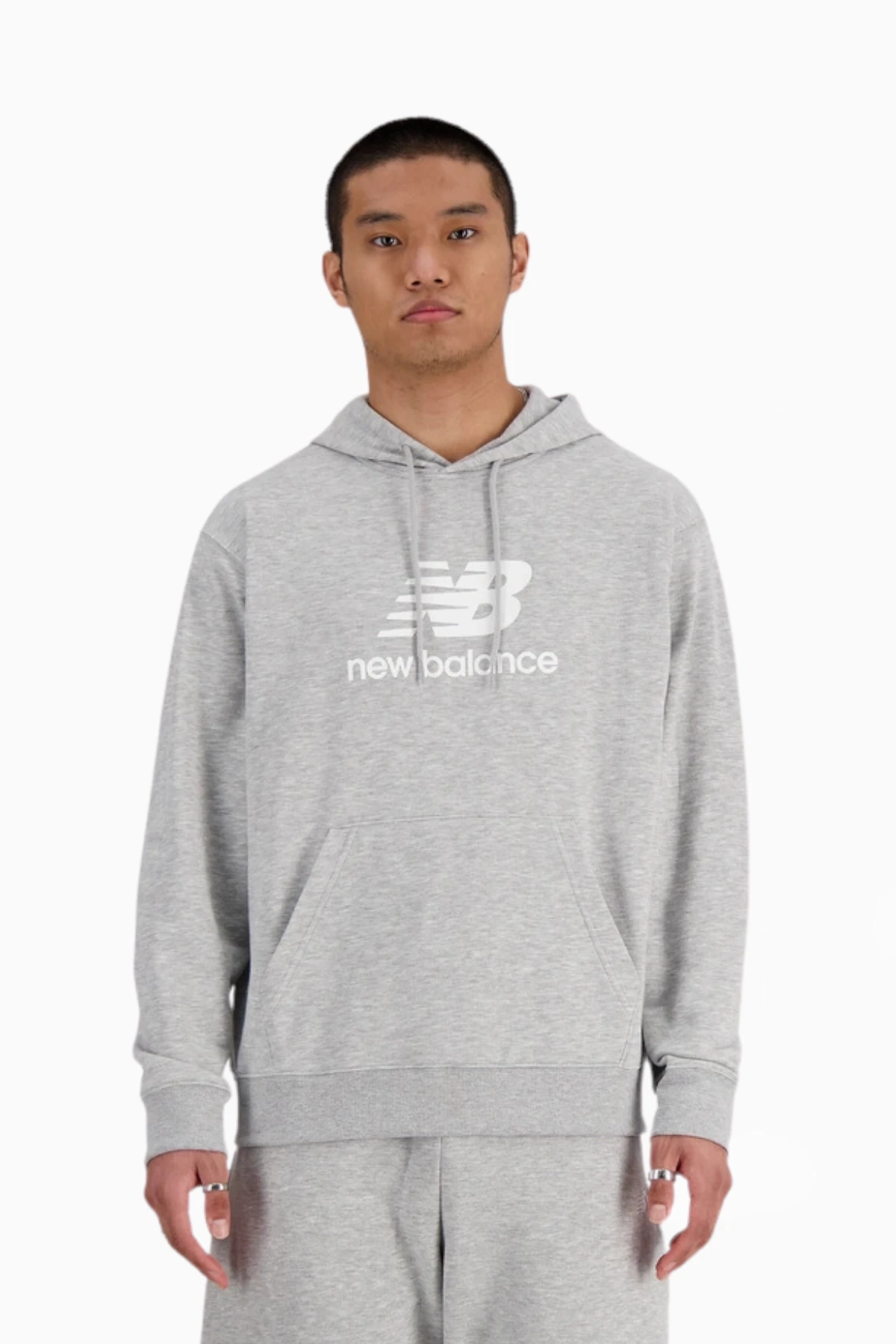 Bluza z kapturem New Balance Stacked Logo - Szary