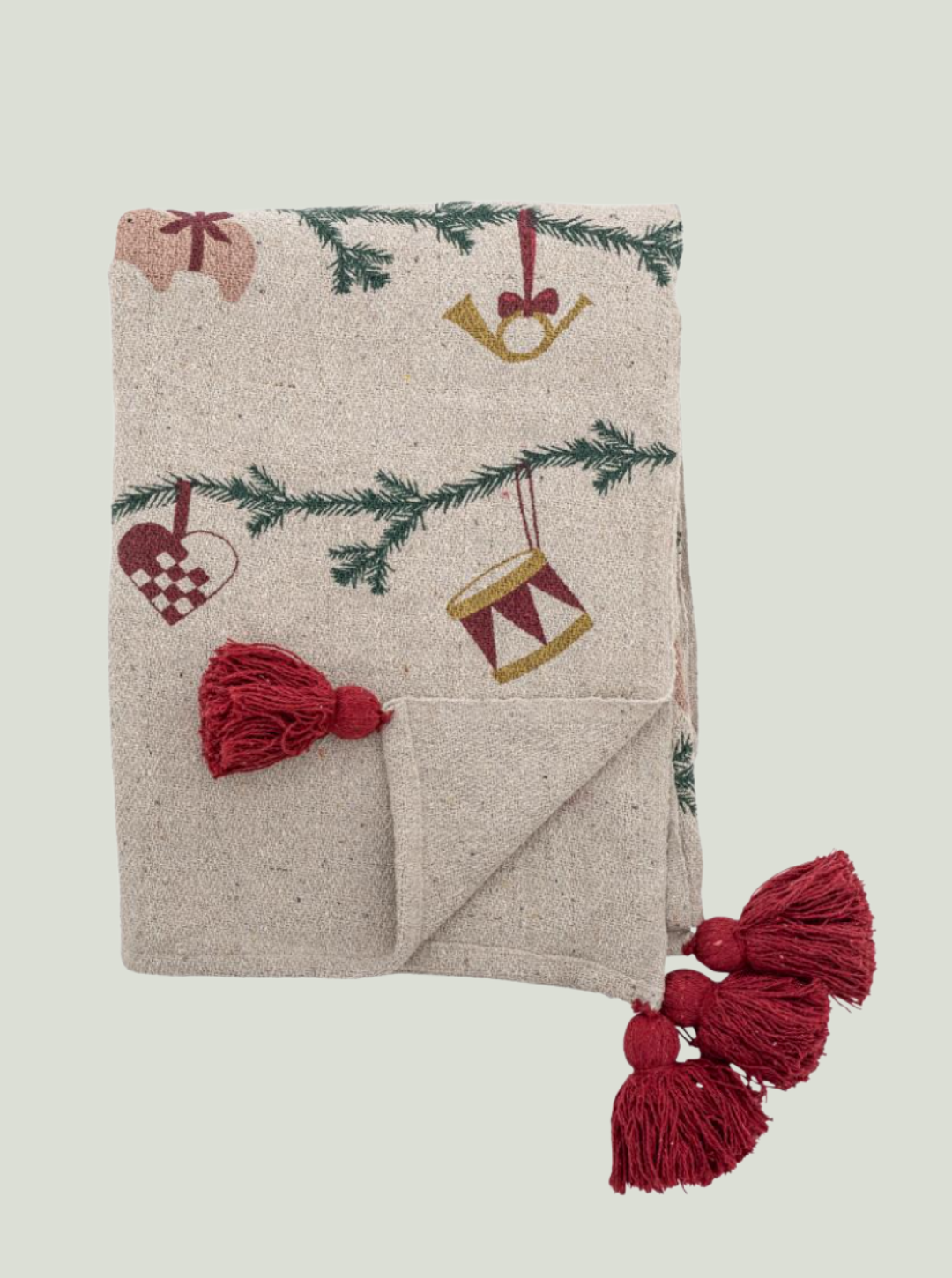 Narzuta Yule Throw, Nature, bawełna z recyklingu Bloomingville