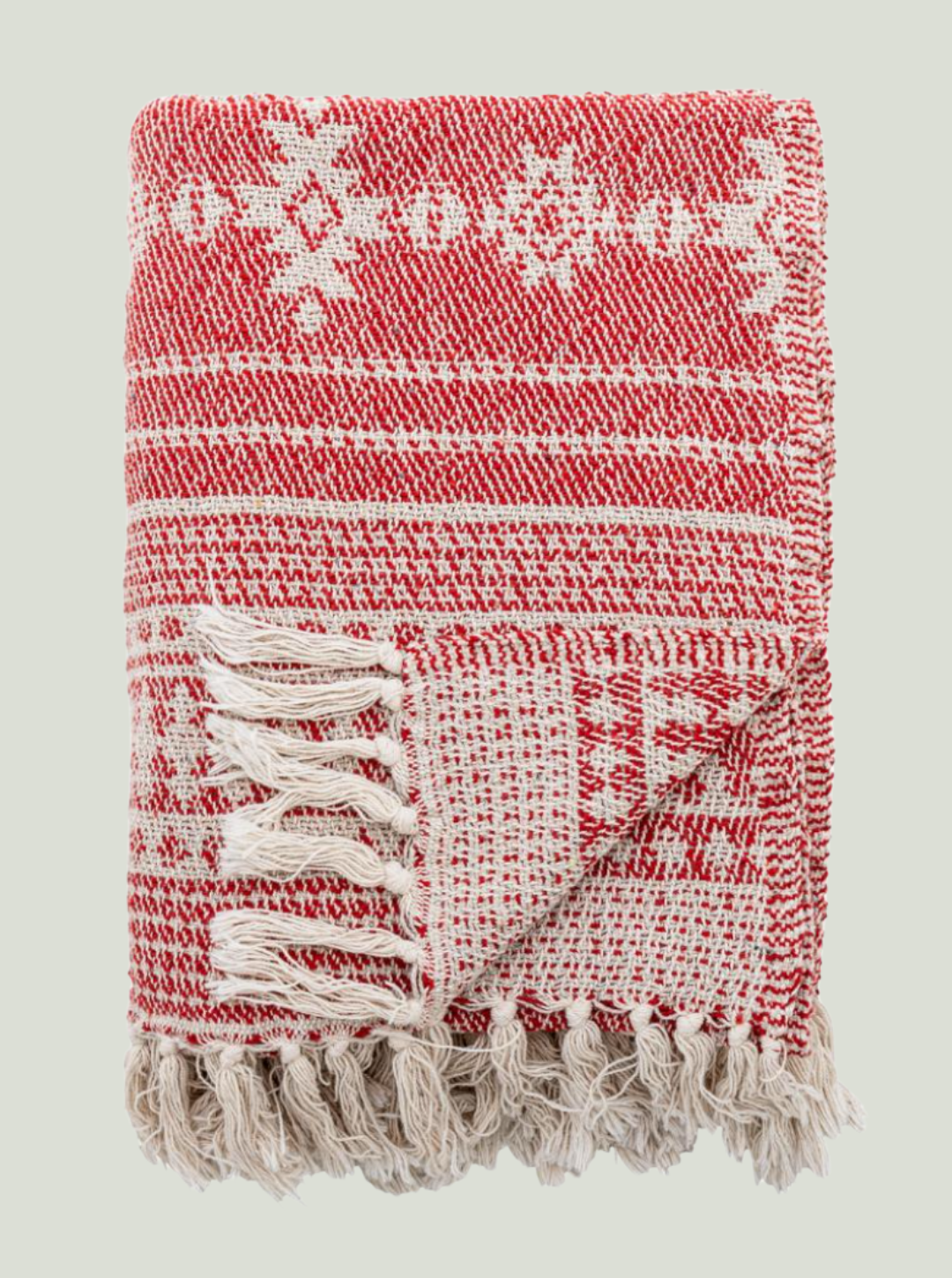 Narzuta Oia, czerwona, bawełna z recyklingu Bloomingville