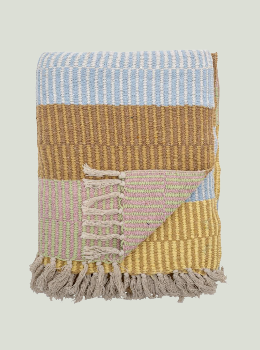 Narzuta Isnel, żółta, bawełna z recyklingu Bloomingville