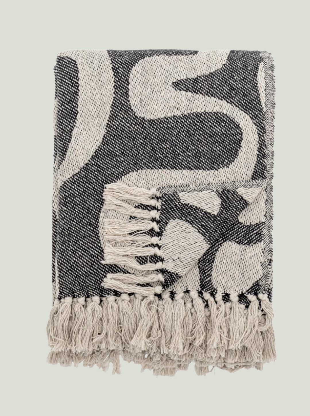 Narzuta Salobre, black, bawełna z recyklingu Bloomingville