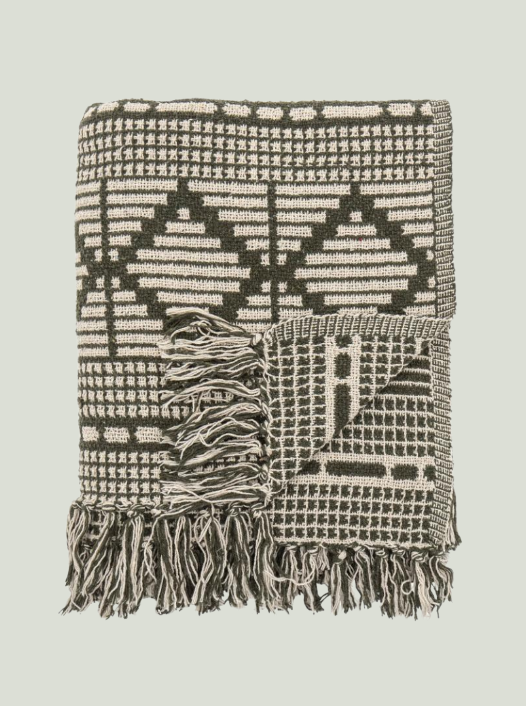 Narzuta Gutte, zielona, bawełna z recyklingu Bloomingville