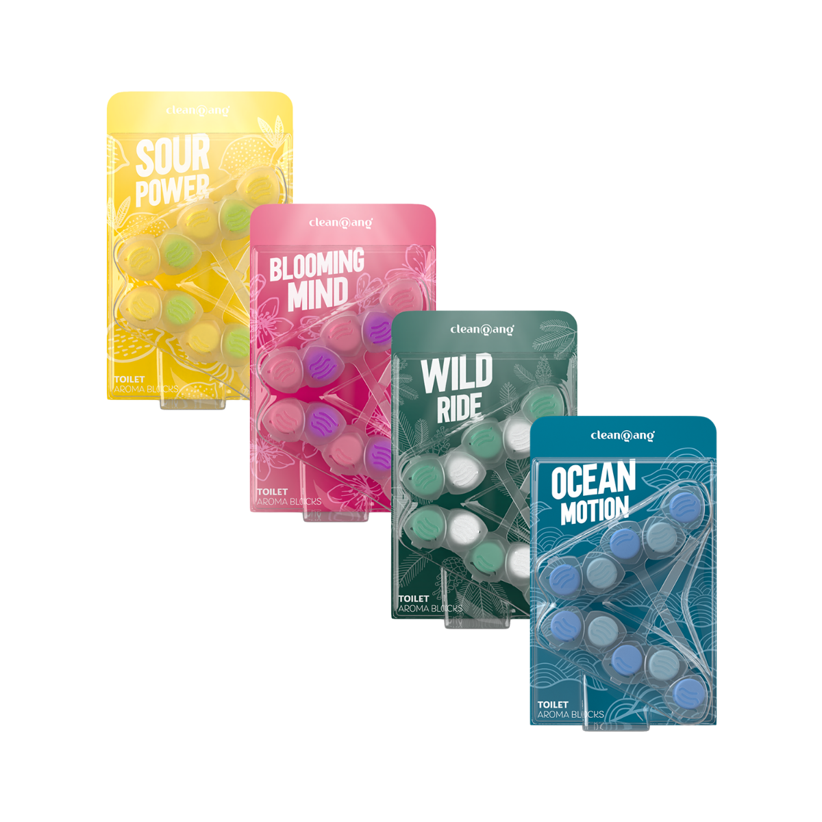 zestaw 4 zapachów odświeżaczy do toalet, 8 x 50 g