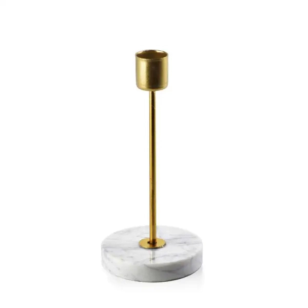 Świecznik złoty, marmurowa podstawa 16,5cm