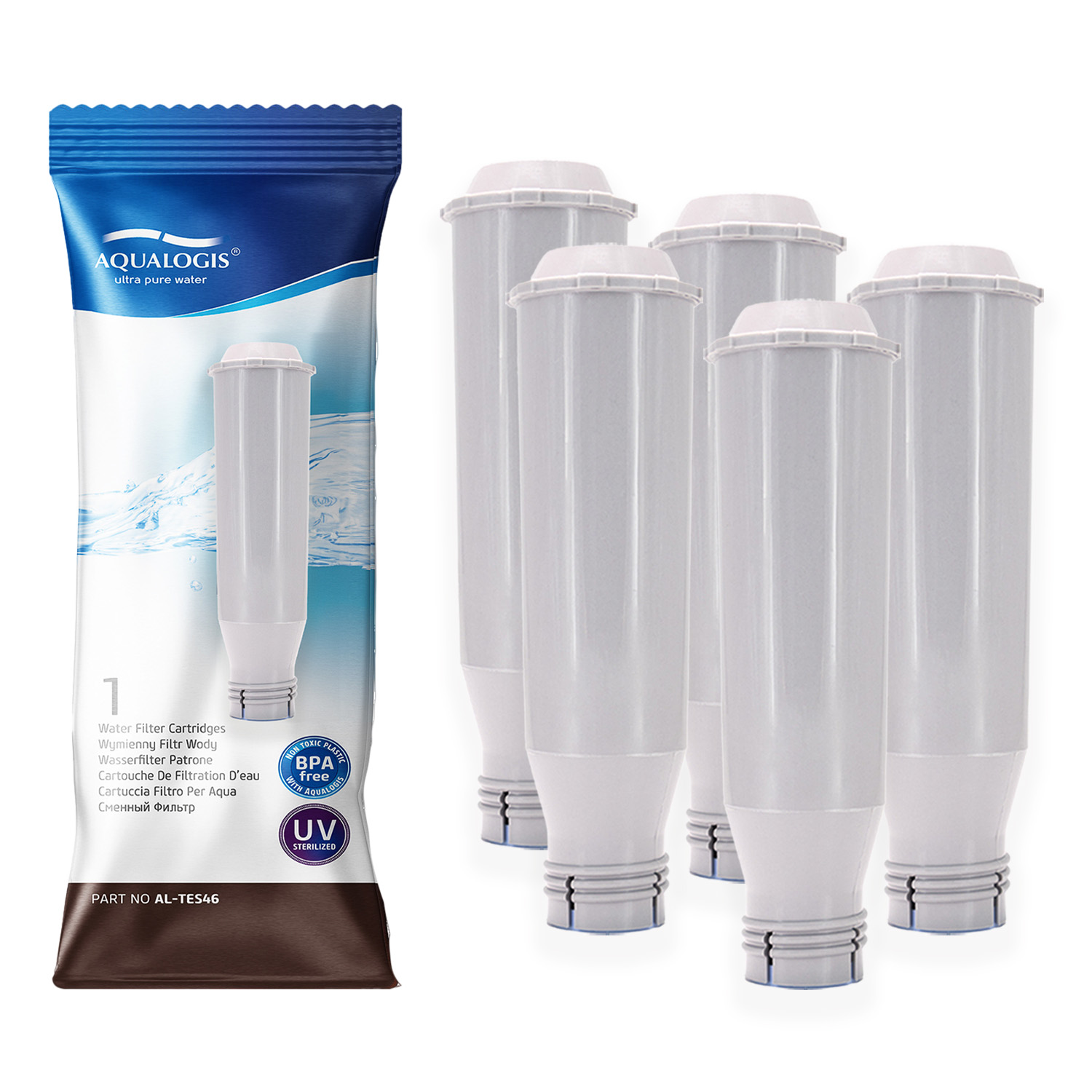 5x Aqualogis AL-TES46 – Filtr do Ekspresu Krups, Nivona, Melitta, Bosch (Zamiennik F088, NIRF701)