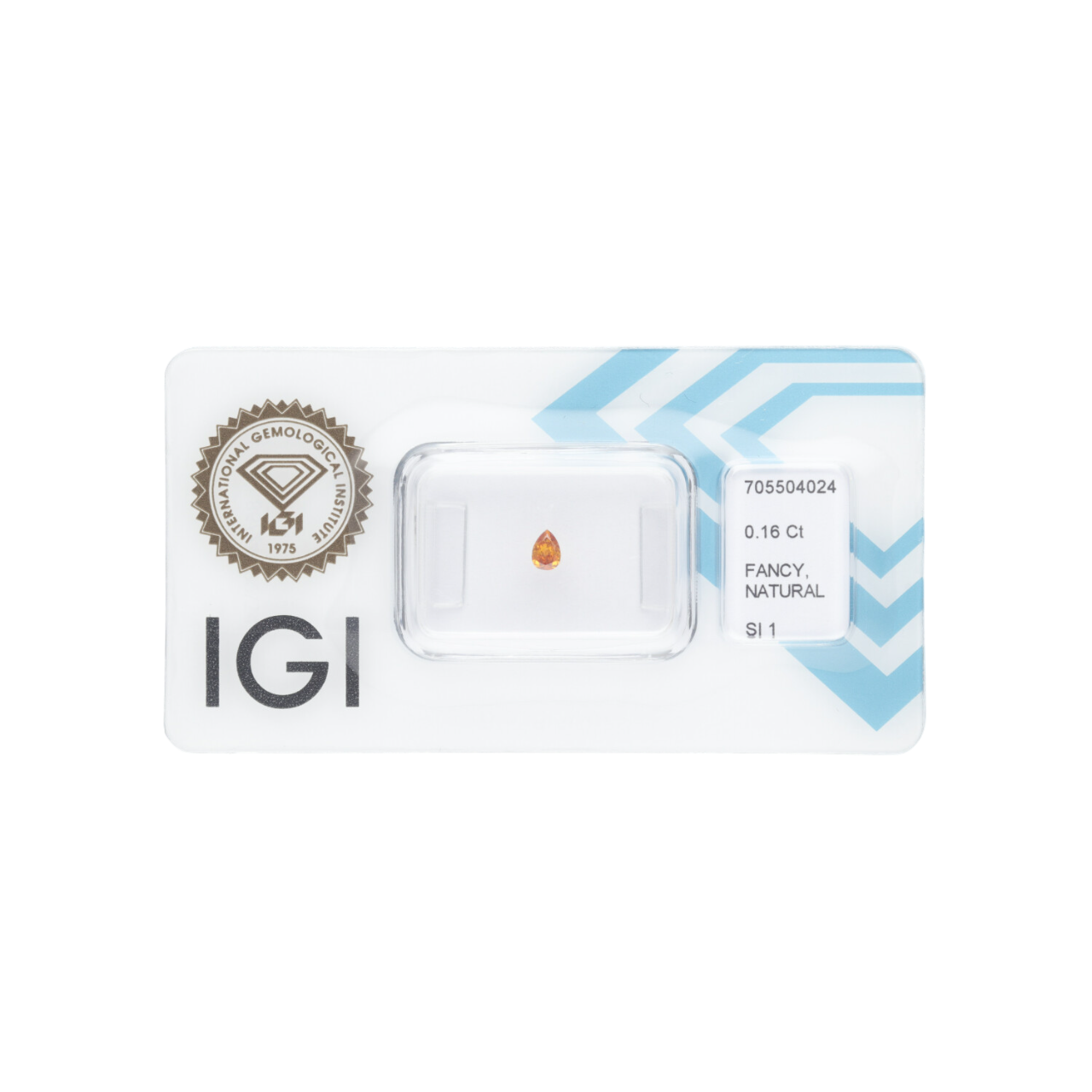 Diament naturalny 0,16 CT / Natural Fancy Intense Yellowish Orange / Pear Modified Brilliant / SI1 / G - wysyłka 24 h!