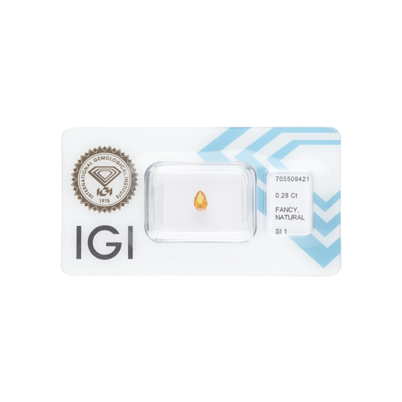 Diament naturalny 0,28 CT / Natural Fancy Intense Orange Yellow / Pear Modified Brilliant / SI1 / VG - wysyłka 24 h!