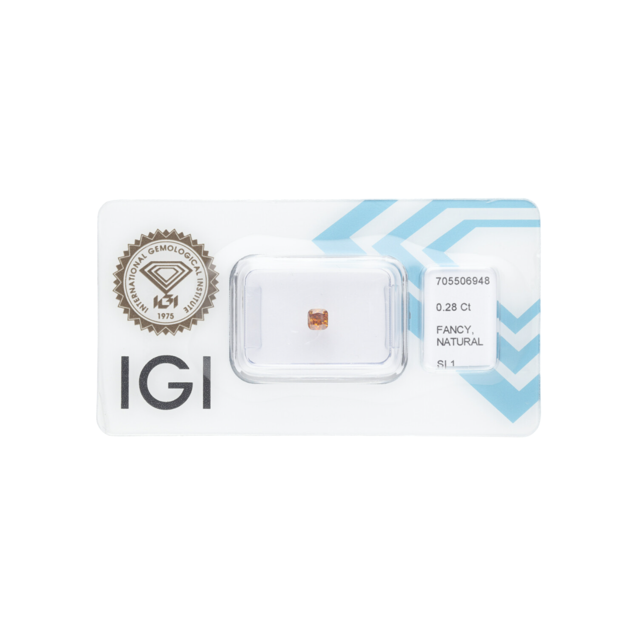 Diament naturalny 0,28 CT / Natural Fancy Intense Yellowish Orange / Square Cushion Modified Brilliant / SI / VG - wysyłka 24 h!