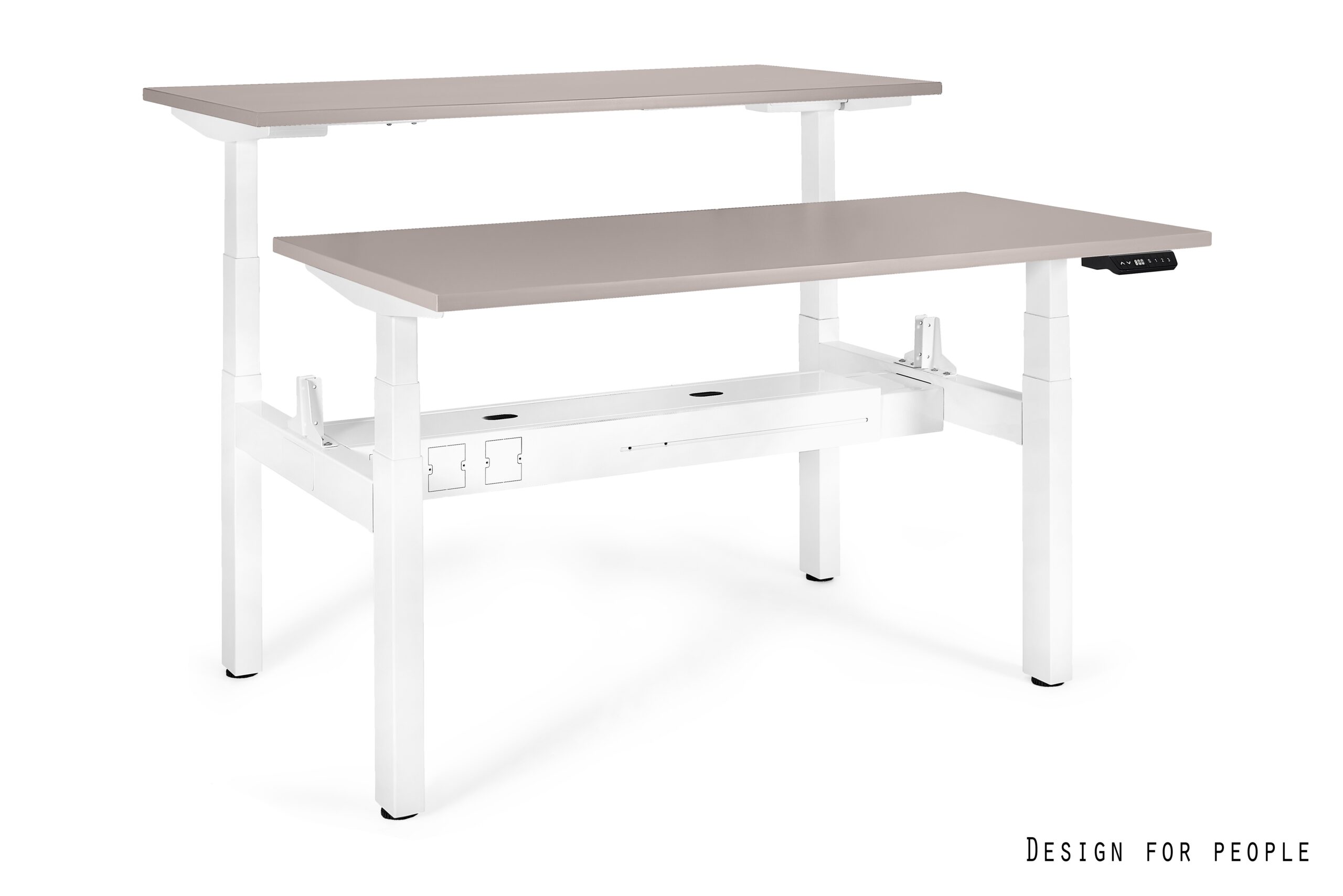 ACTIVE II podwójne biurko elektryczne, stelaż biały, blat 4 kolory