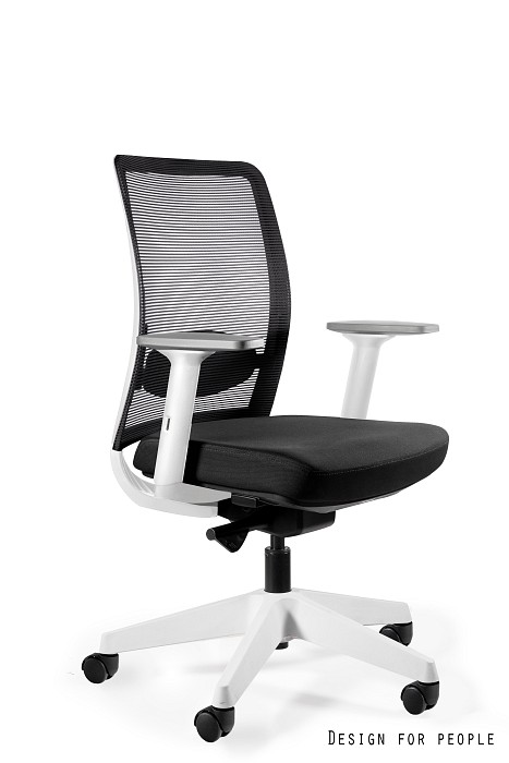 ANGGUN M fotel biurowy biały, siatka/tkanina lub skóra naturalna