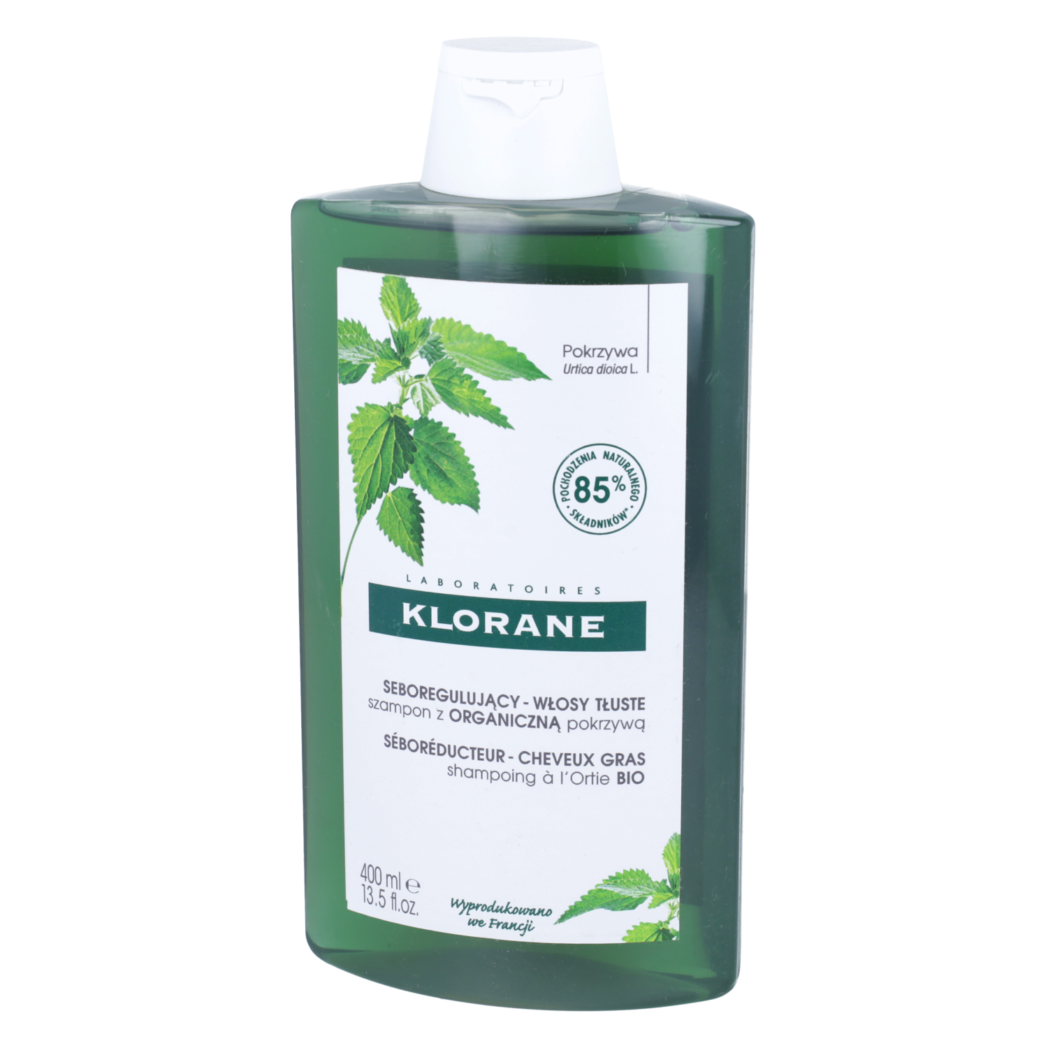 Klorane - szampon z organiczną pokrzywą do włosów przetłuszczających się, 400 ml