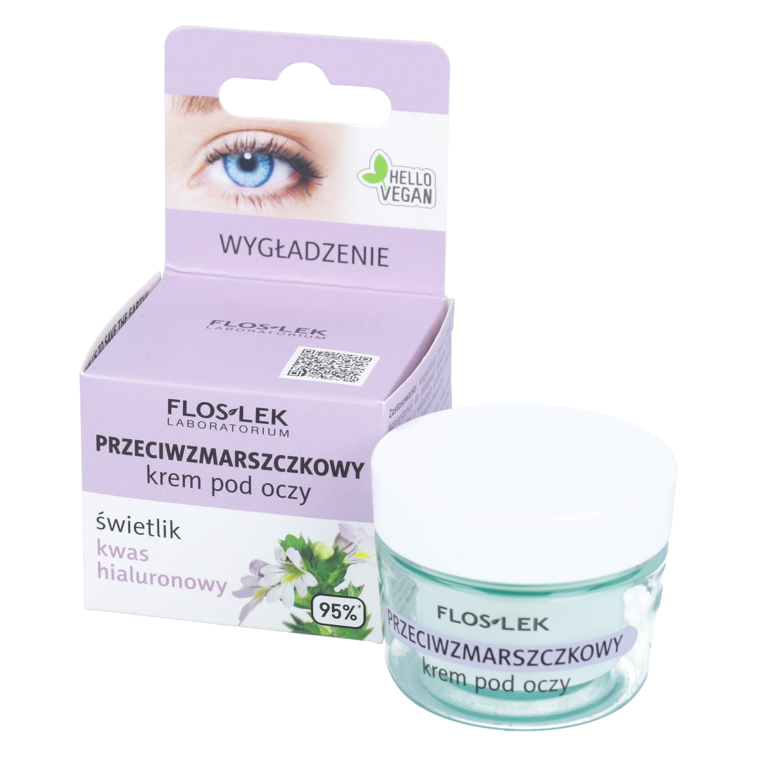 Floslek - krem przeciwzmarszczkowy pod oczy z kwasem hialuronowym i świetlikiem lekarskim, 15 ml