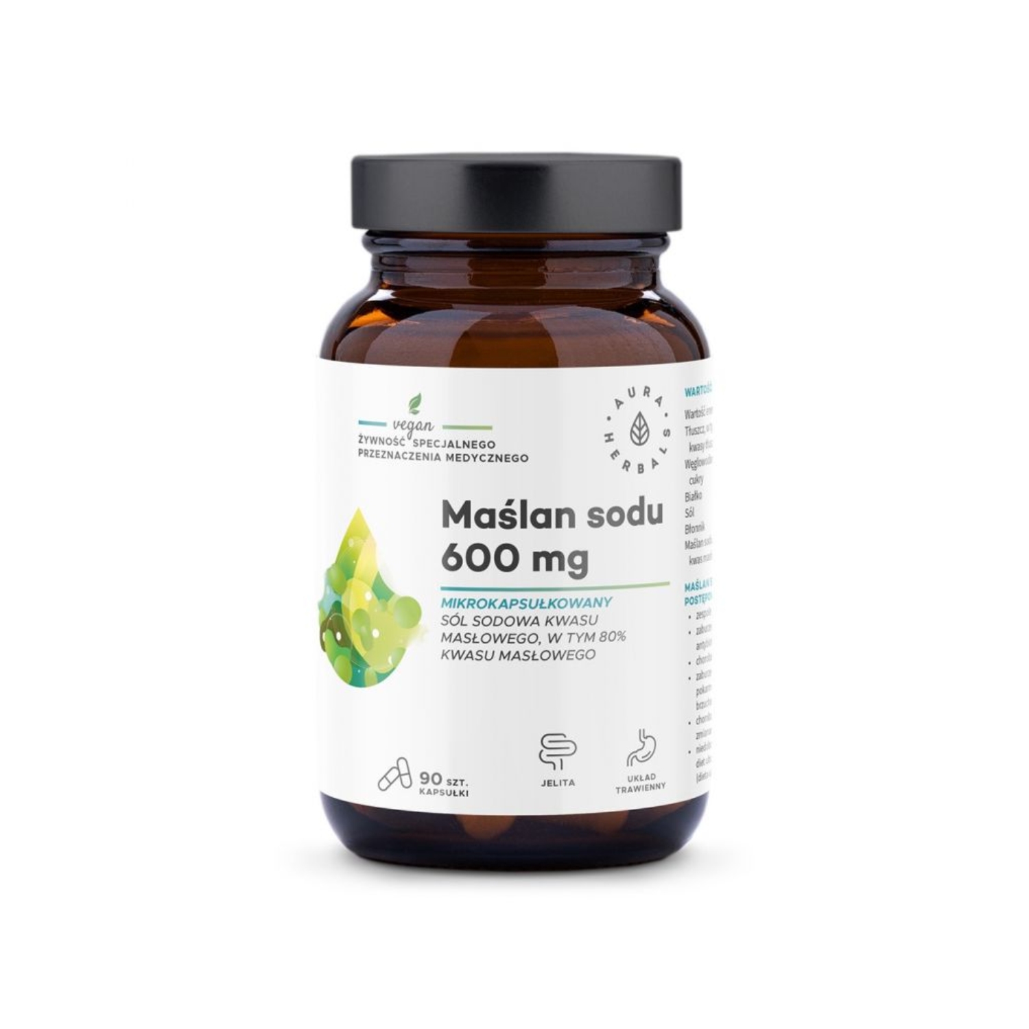 Aura herbals, maślan sodu 600 mg, 90 kapsułek