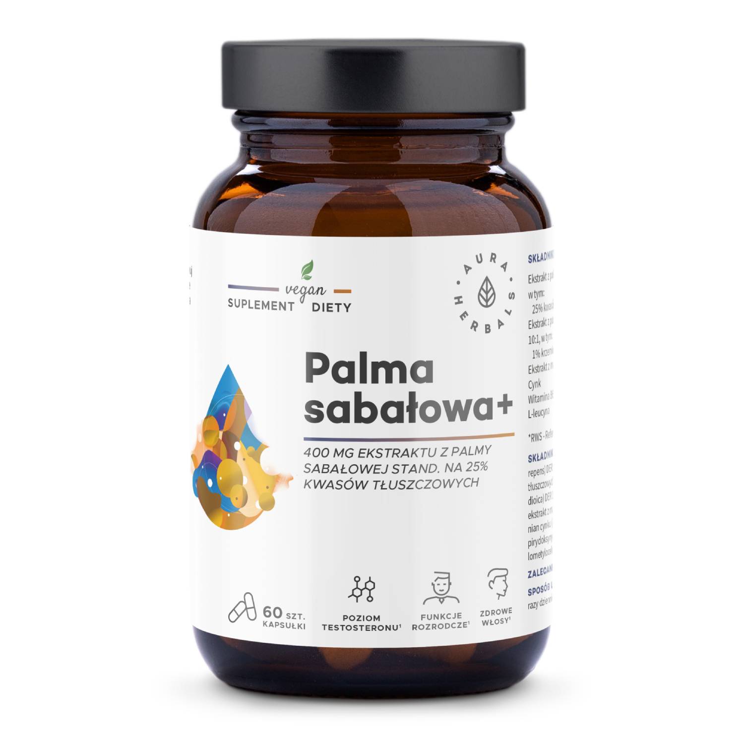 Aura herbals, palma sabałowa 400 mg, 60 kapsułek (data ważności: 12.03.2026)