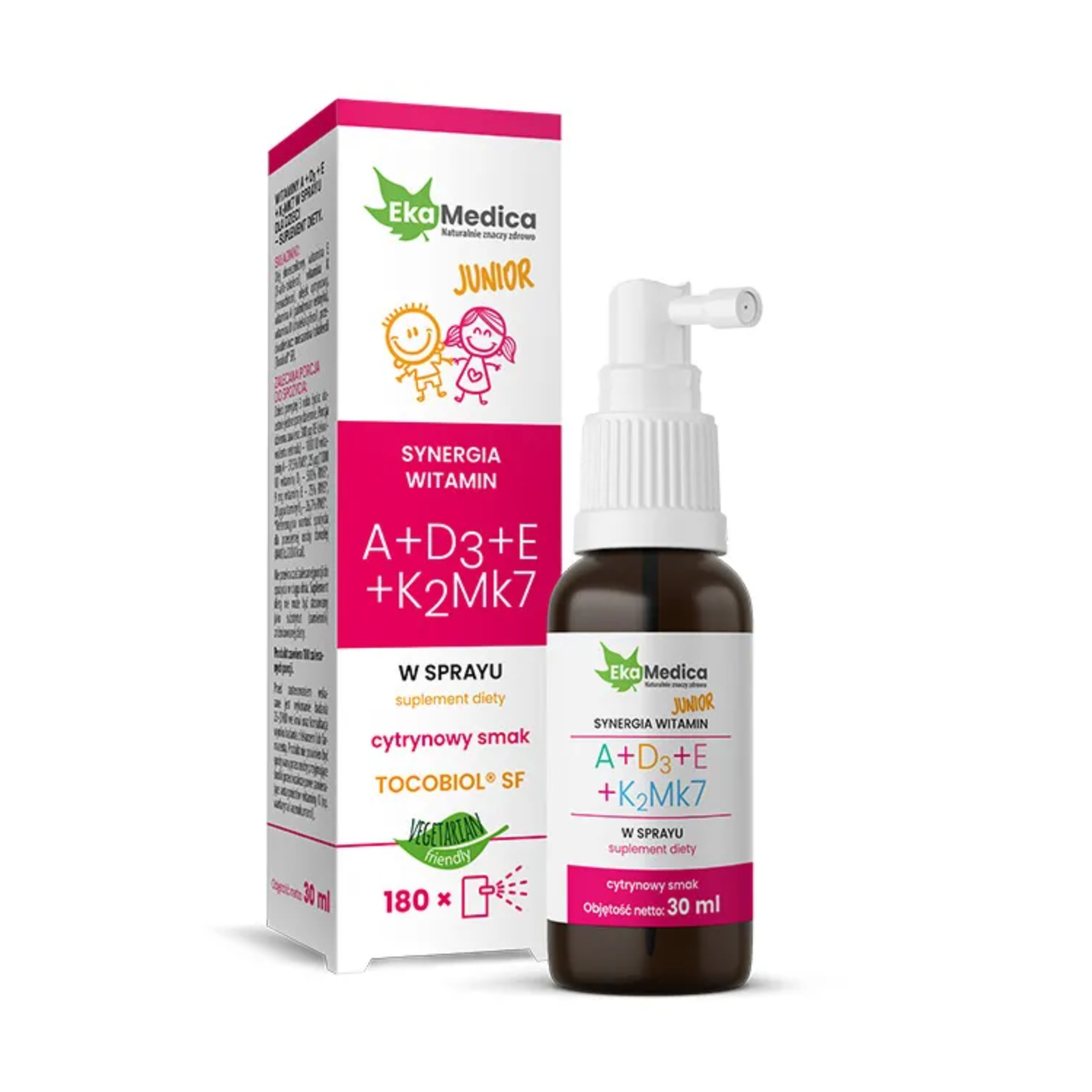 Ekamedica, witamina a + d3 + e + k2mk7 junior, 30 ml