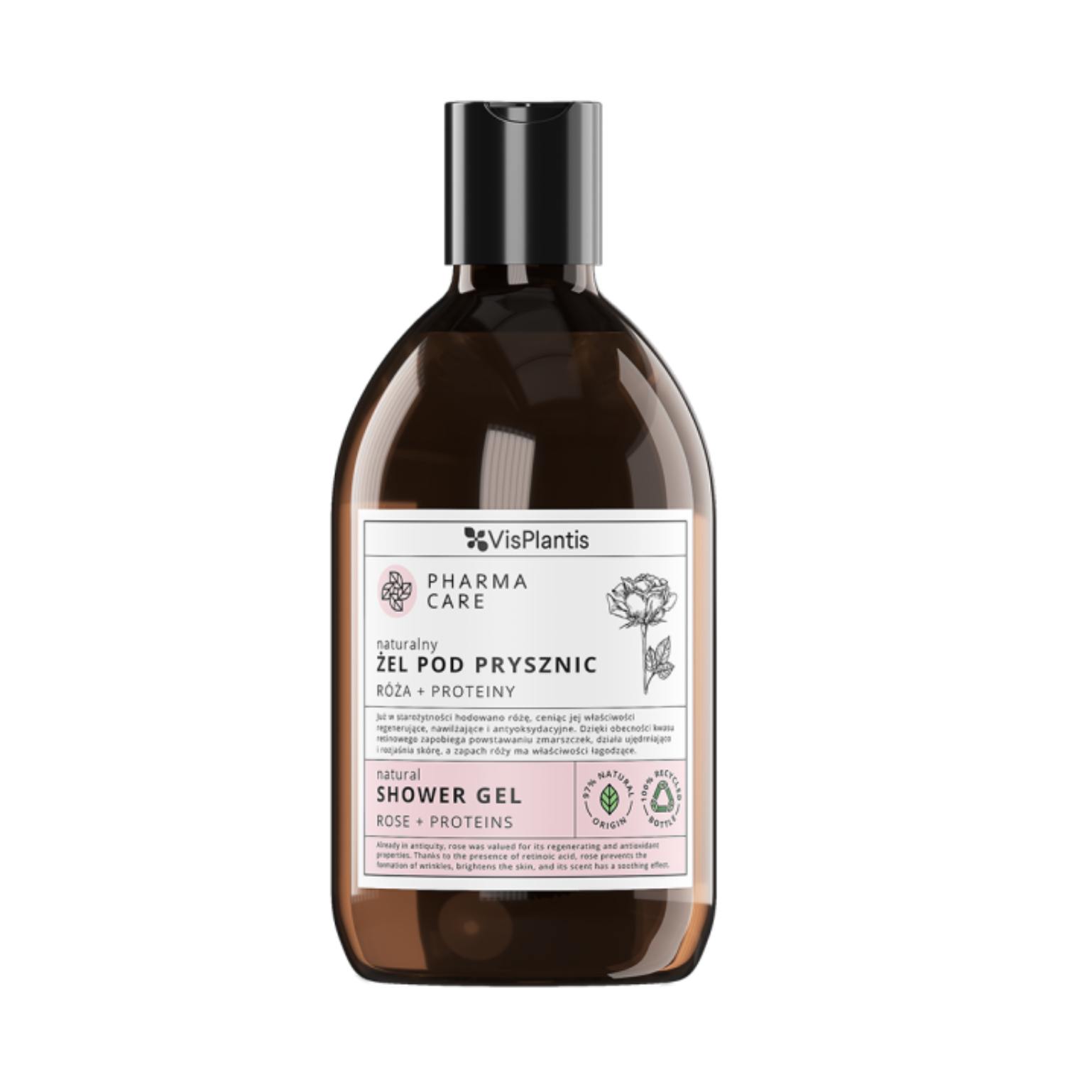 Vis plantis pharma care - naturalny żel pod prysznic, róża i proteiny, 500 ml (data ważności: 28.02.2026)