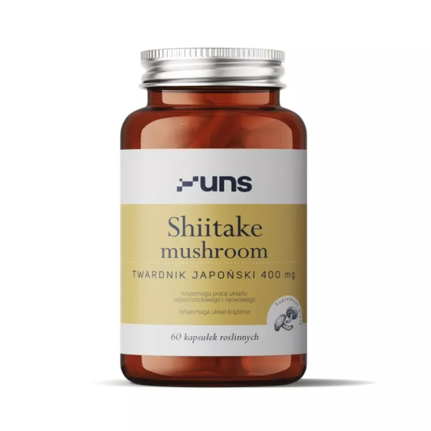Uns shiitake mushroom (twardnik japoński) 400 mg, 60 kapsułek