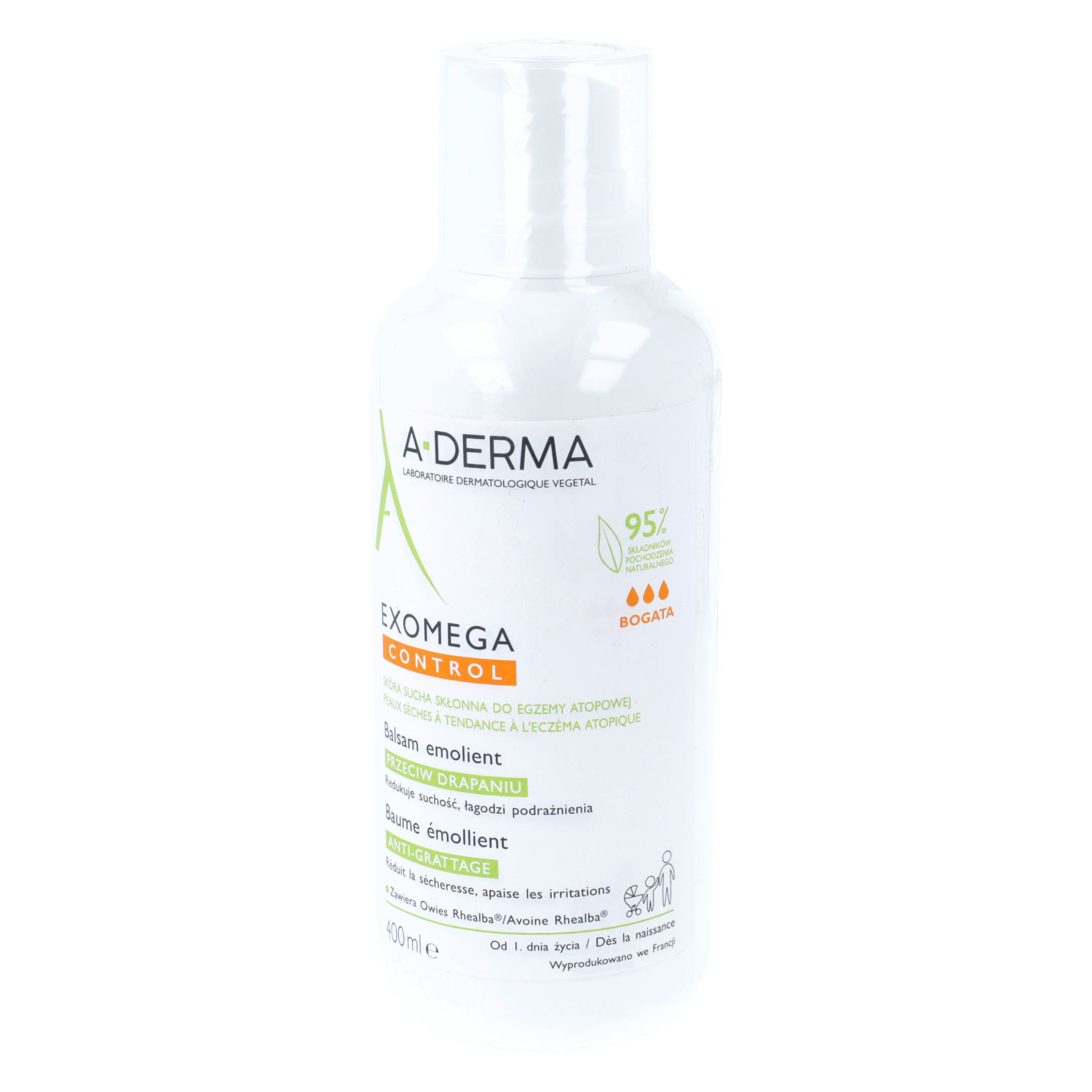 A-derma - exomega control, balsam emolient do skóry suchej i atopowej, 400 ml