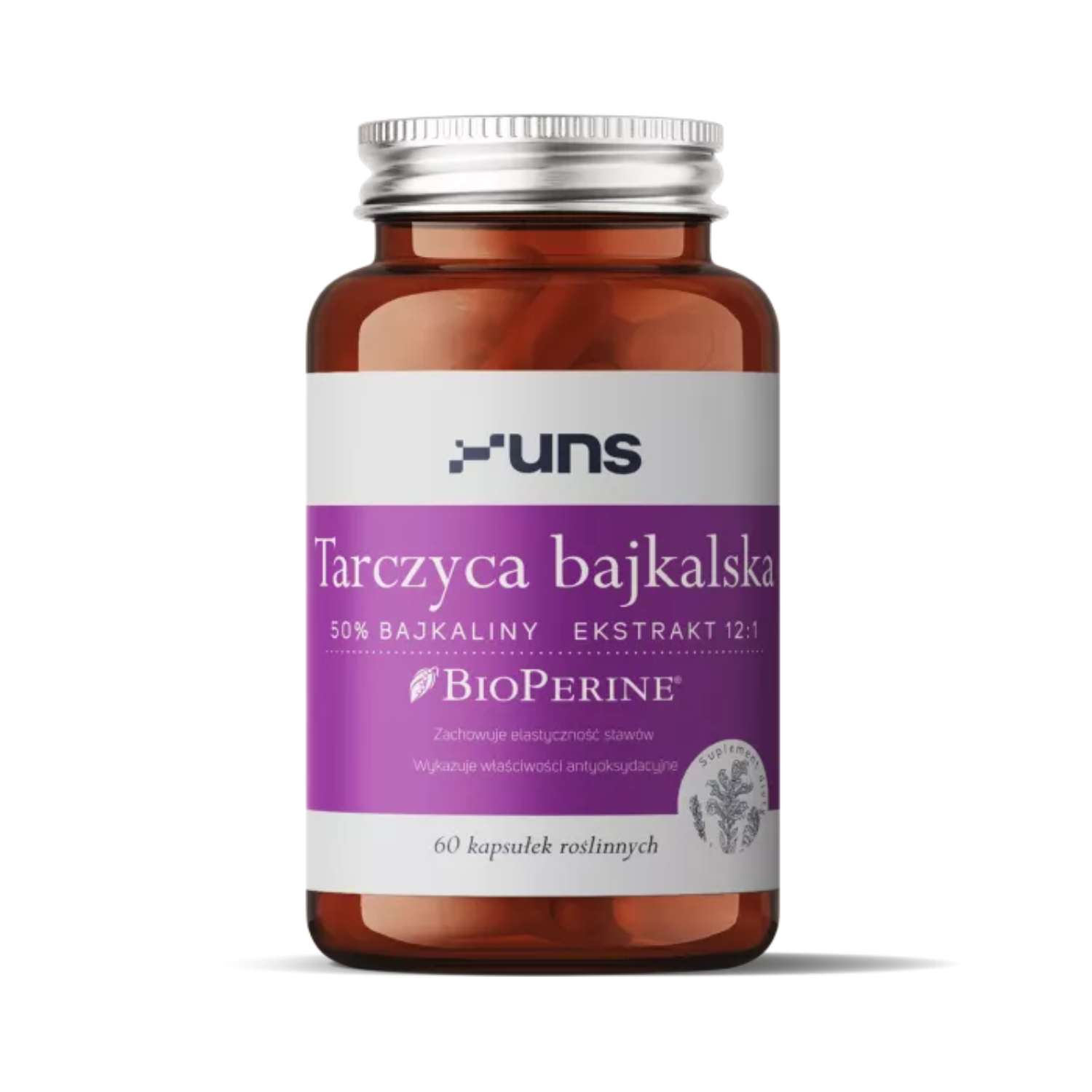 Uns tarczyca bajkalska + bioperine, 60 kapsułek