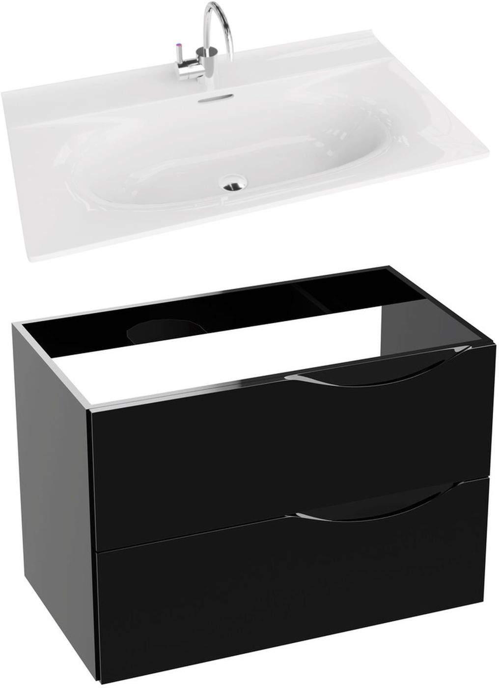 LaVita Kolorado umywalka z szafką 80 cm zestaw meblowy biały/czarny połysk (5900378324713, 5908211416212)