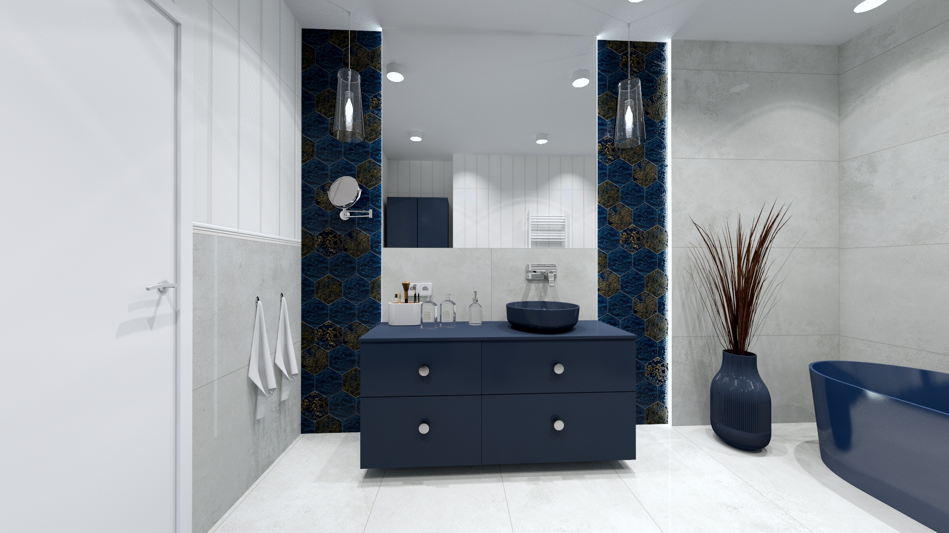 Elita Look szafka 40x44,9x63,5 cm boczna wisząca navy blue matt RE080401027030