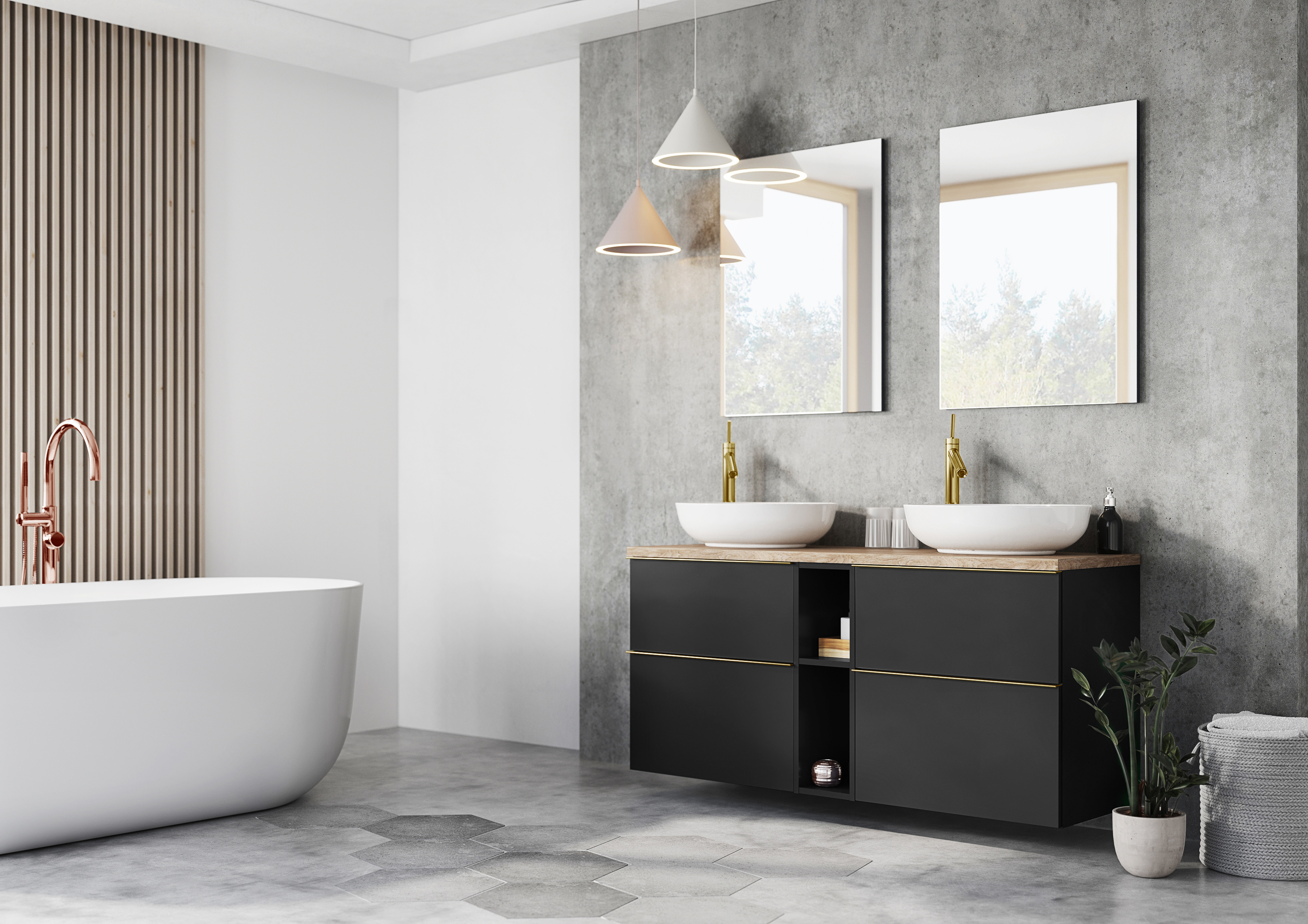 Elita Look szafka 60x44,9x63,5 cm podumywalkowa wisząca black matt RE080601027160