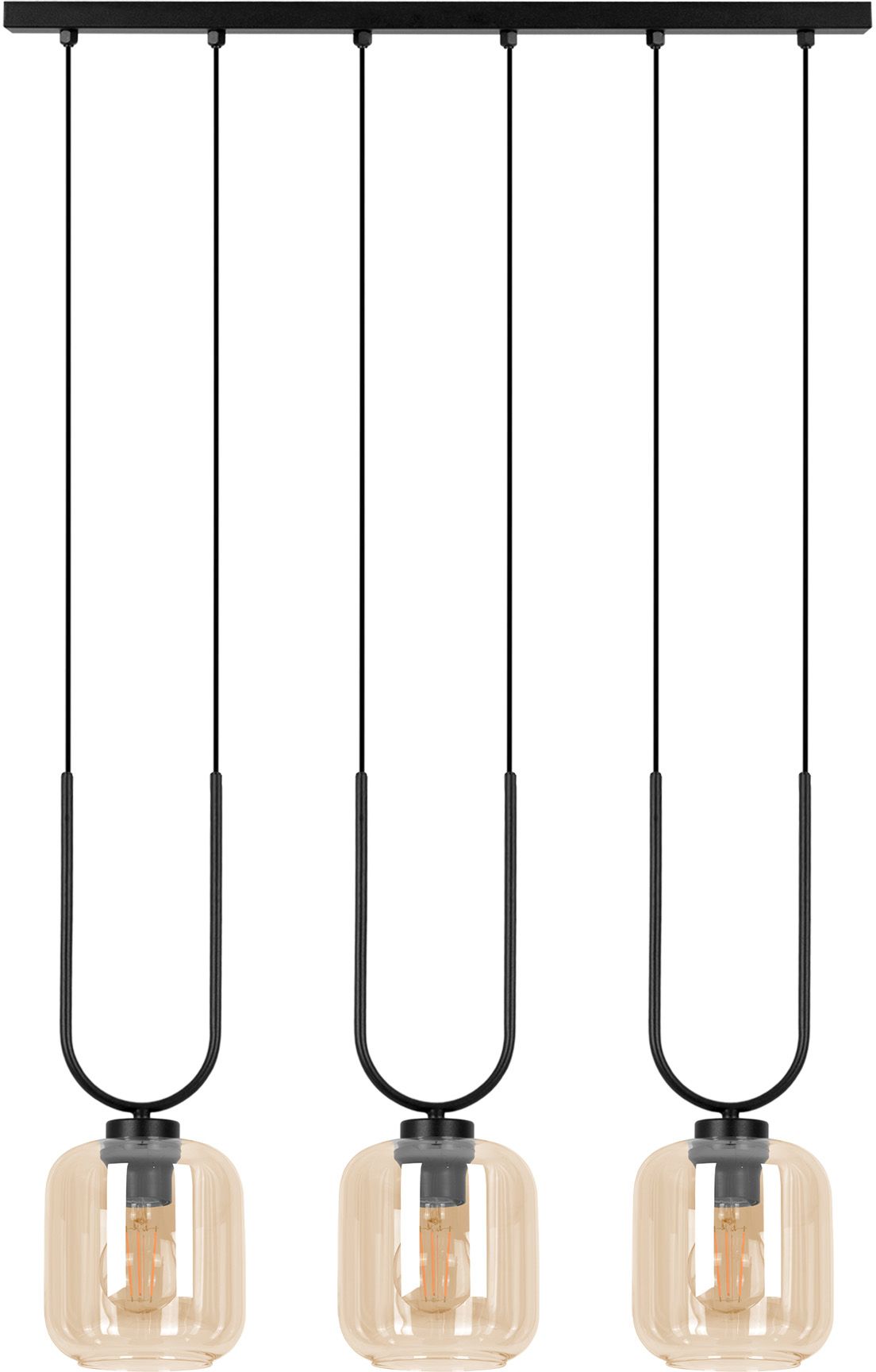 Kaja Coni lampa wisząca 3x15 W czarna-bursztynowa K-5581