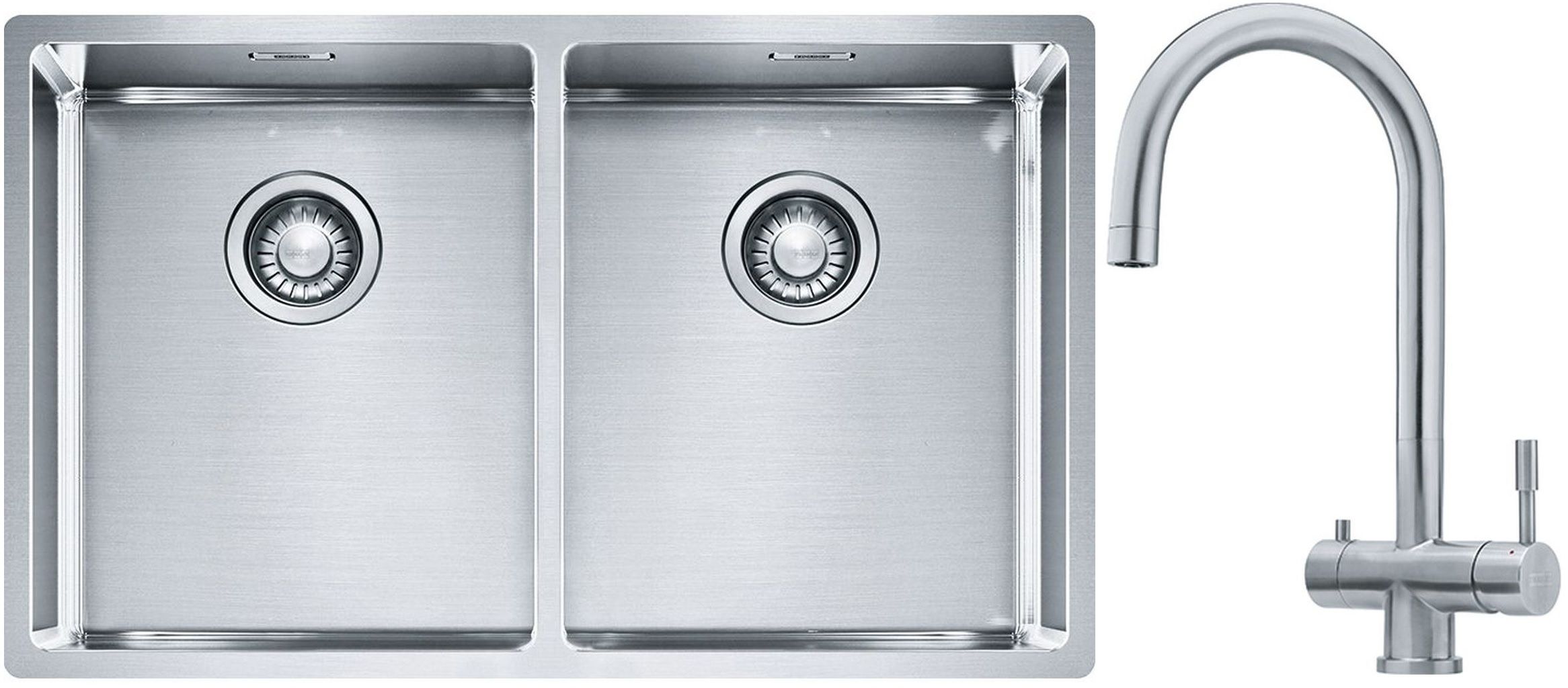 Franke Box BXX 220/120 34-34 zlewozmywak 74x45 cm stalowy z baterią kuchenną Eos stal szlachetna (1270370188, 1200179979)