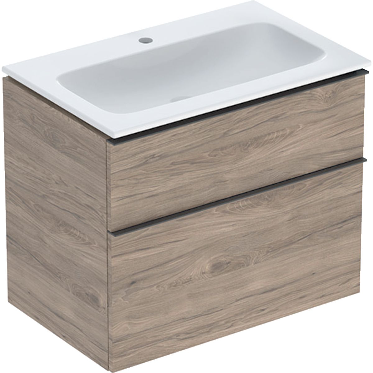 Geberit iCon Set Slim umywalka z szafką 75 cm zestaw meblowy KeraTect orzech hickory/lava mat 502.332.JR.1