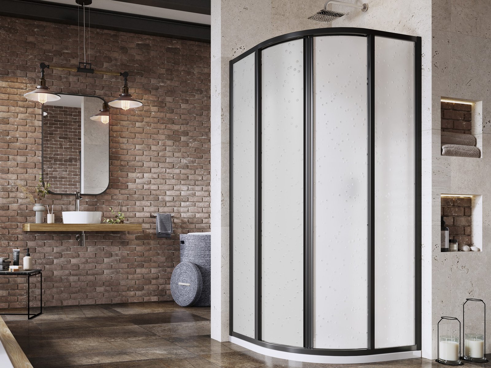 Ravak Supernova SKCP4-80 kabina prysznicowa 80x80 cm półokrągła czarny mat/pearl 3114O30211