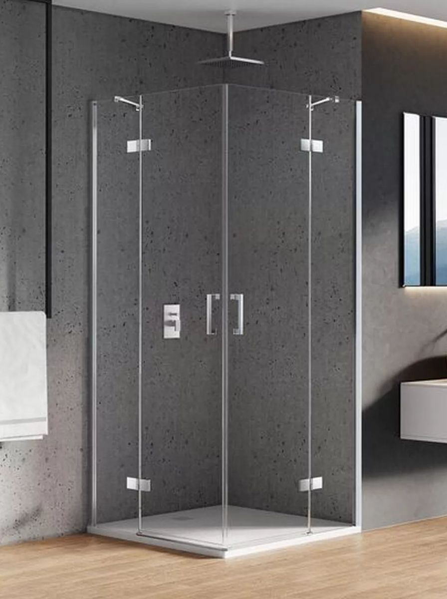 New Trendy New Renoma 2D kabina prysznicowa 80x80 cm kwadratowa chrom/szkło przezroczyste D-0103A/D-0107A