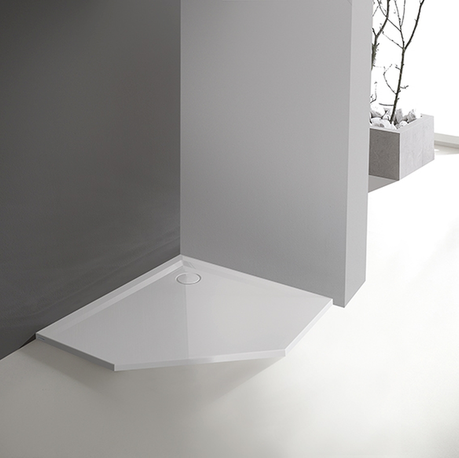 Sanplast Space Mineral brodzik 90x90 pięciokątny 90x90x1,5 biew Pro Safe System biały 645-290-0830-01-002