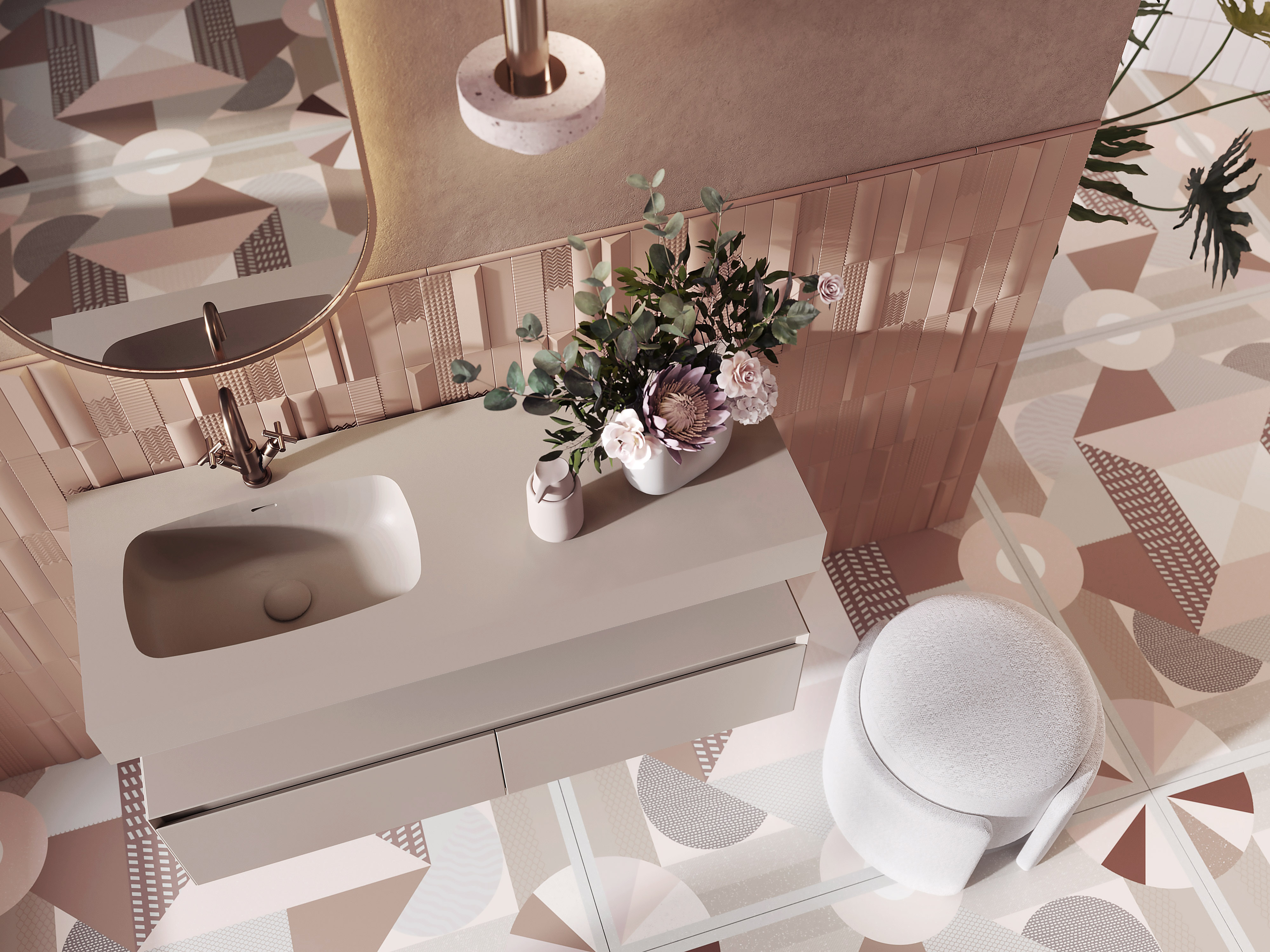 Elita Dimple umywalka 121x46 cm prostokątna ścienna fume matt RE041201027020